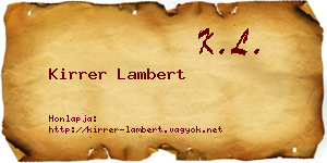 Kirrer Lambert névjegykártya